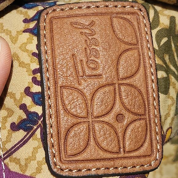 FOSSIL Boho Velour Messenger Bag Bird Bag Charm Leather Accents Y2K 90s Hippie - Picture 4 of 13